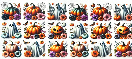 Pumpkin/Ghost/Flowers Wrap-460