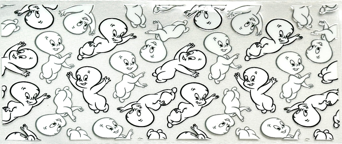 Pattern of cartoon characters in black and white 