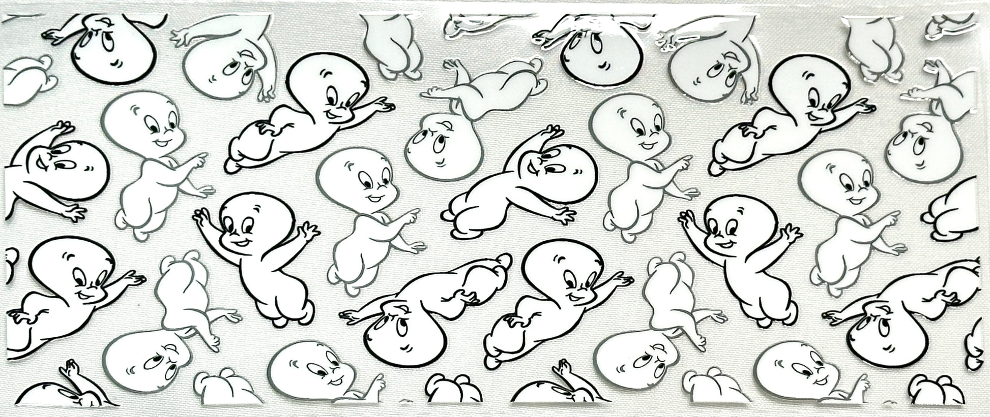 Pattern of cartoon characters in black and white 