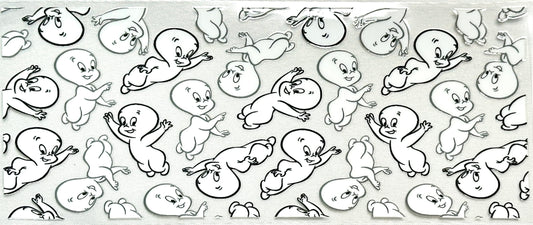 Pattern of cartoon characters in black and white 