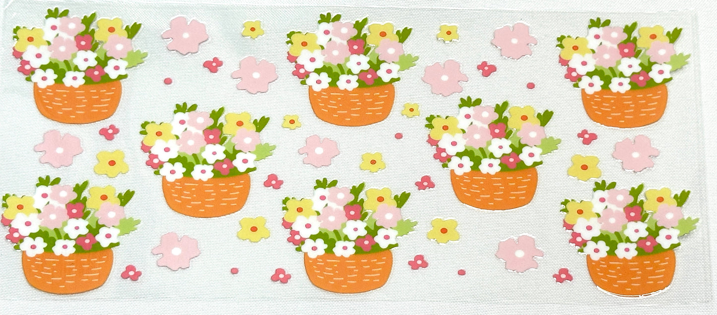 Pattern of flower baskets and flowers