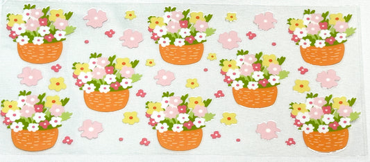 Pattern of flower baskets and flowers