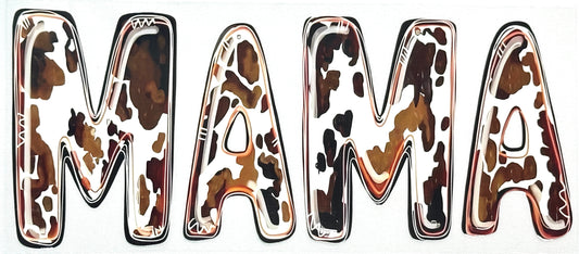 Cow print letters spelling 'MAMA' 
