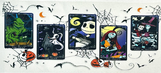 Horror-themed tarot cards with Halloween elements 