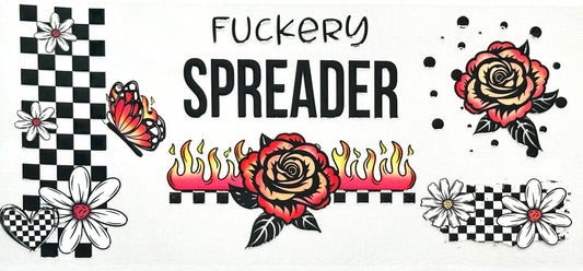 Decorative banner with floral designs and text 
