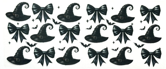 Collection of black witch hats and bows 