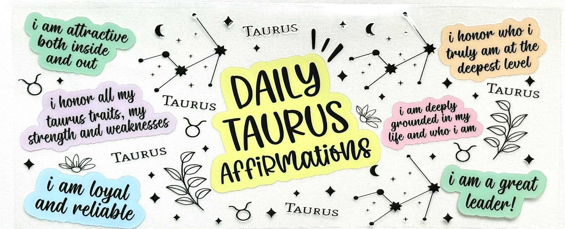 Collection of Taurus daily affirmations with decorative elements 
