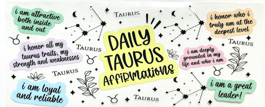 Collection of Taurus daily affirmations with decorative elements 