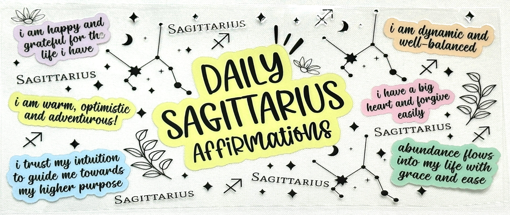 Daily Sagittarius affirmations with decorative elements background