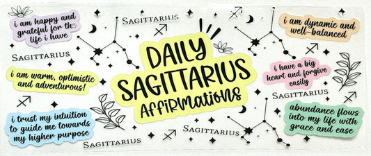Daily Sagittarius affirmations with decorative elements background