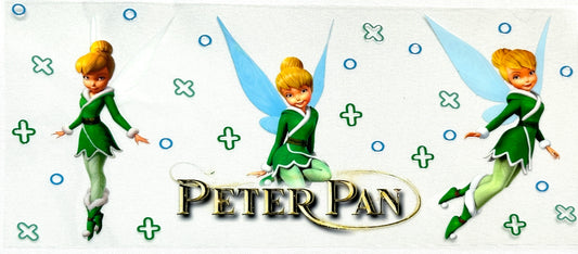 Three animated fairies in green dresses with blue wings on a white background, featuring the 'P Pan' logo.