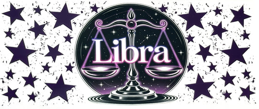 Libra zodiac sign symbol with stars on a dark background