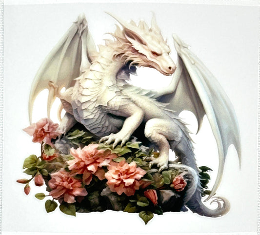 Floral White Dragon Decal-694