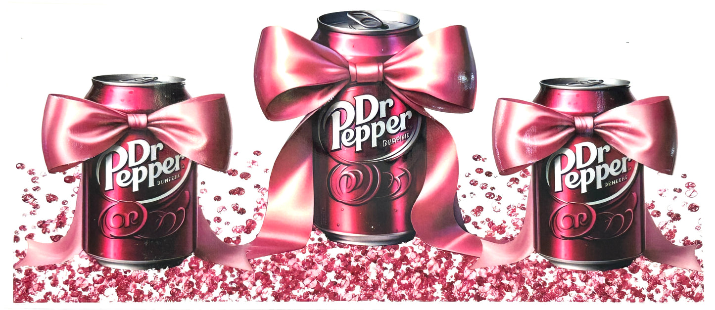 Three Dr Pcans with pink bows on a white background