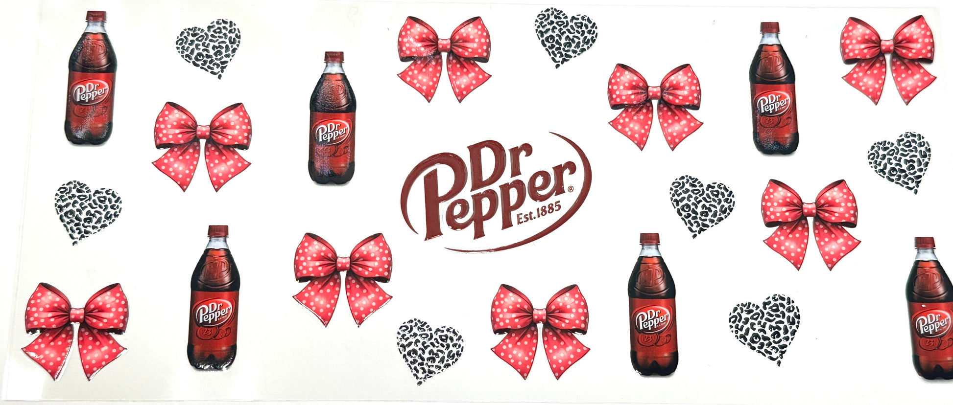 Dr P bottles and decorative bows on a white background