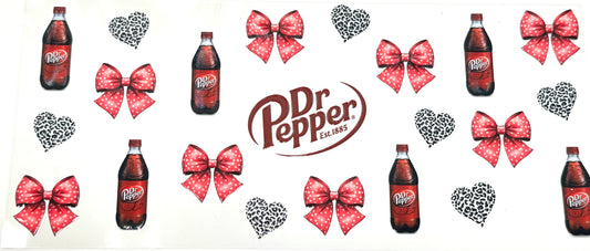 Dr P bottles and decorative bows on a white background
