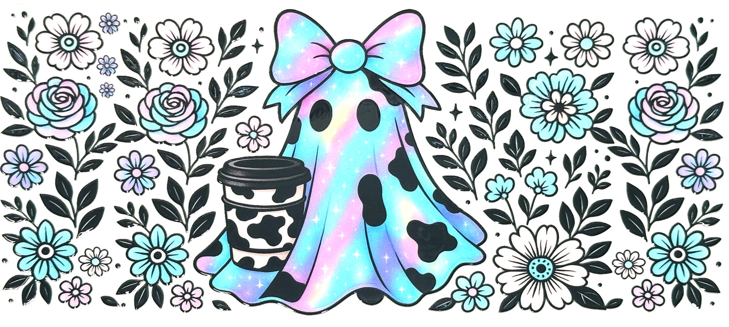 Blue Cow Print Ghost Wrap-773