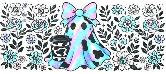 Blue Cow Print Ghost Wrap-773