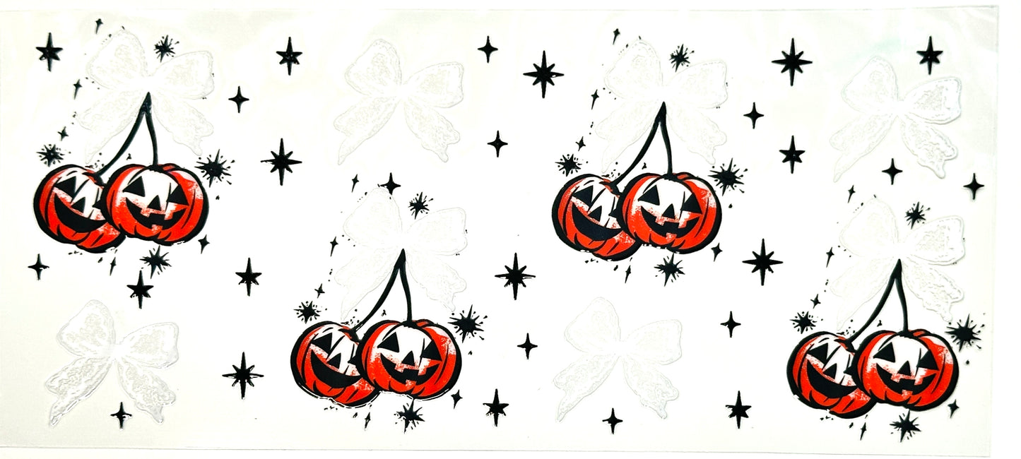 Lace Bows with Jack-o-Lantern Cherries Wrap-774