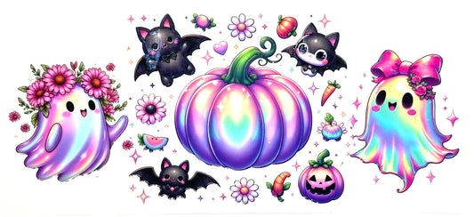 Colorful Pumpkin w/Bats and Ghosts Wrap-775