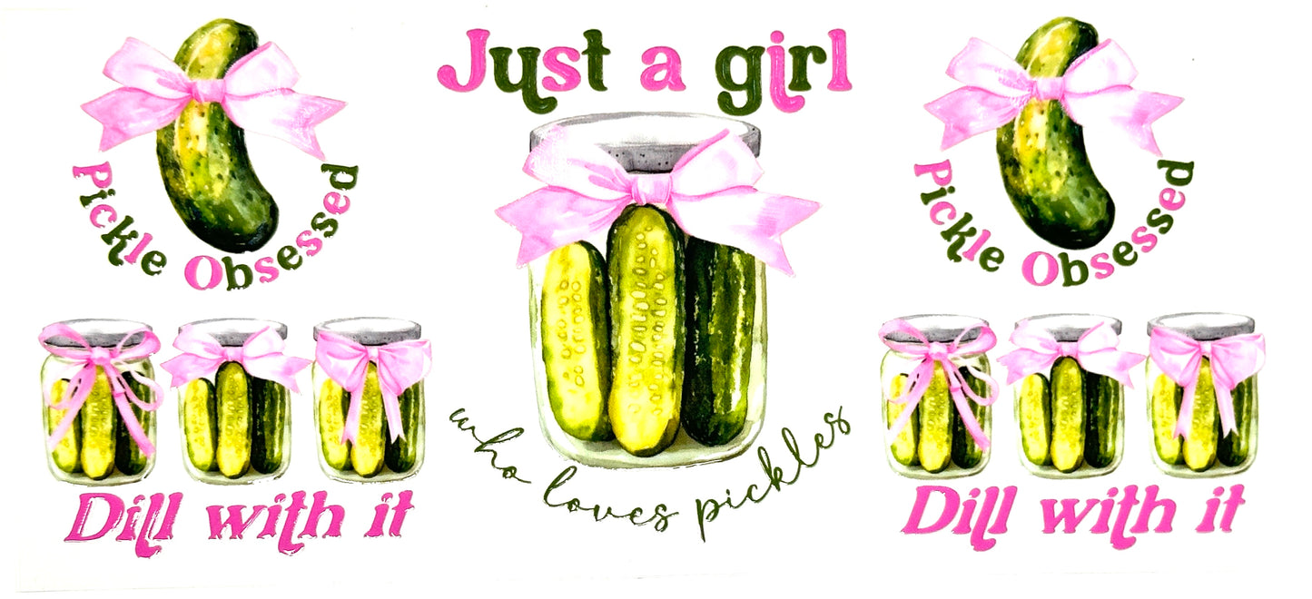 Three pickle-themed designs with text and pickles on a white background