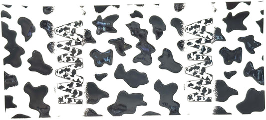 Pattern of black and white abstract shapes on a white background