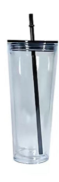 24oz Acrylic Snow Globe Color Lid and Straw