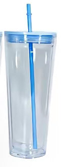 24oz Acrylic Snow Globe Color Lid and Straw