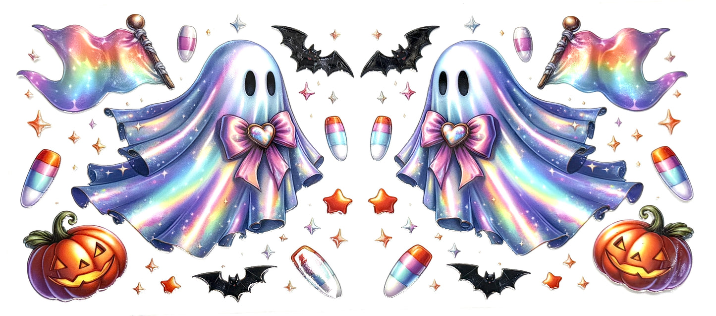 Pastel Ghost w/Bows Wrap-897