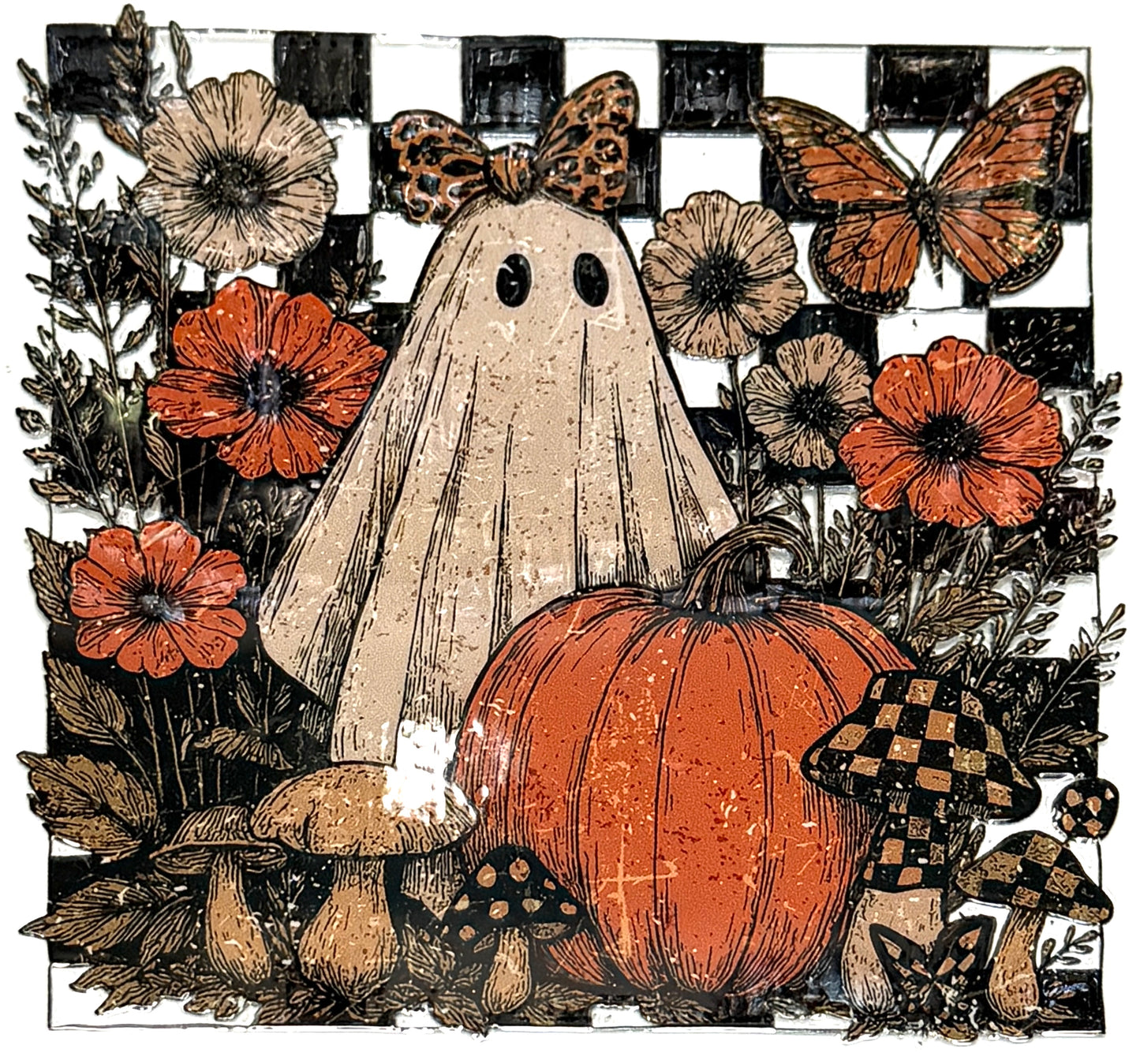 Vintage Look Checkered Ghost Decal-917