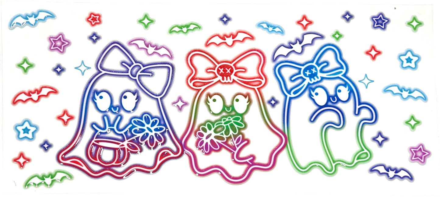 Neon Outline Ghosts Wrap-954