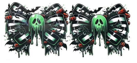 Black and White Bow Green Ghost Wrap-974