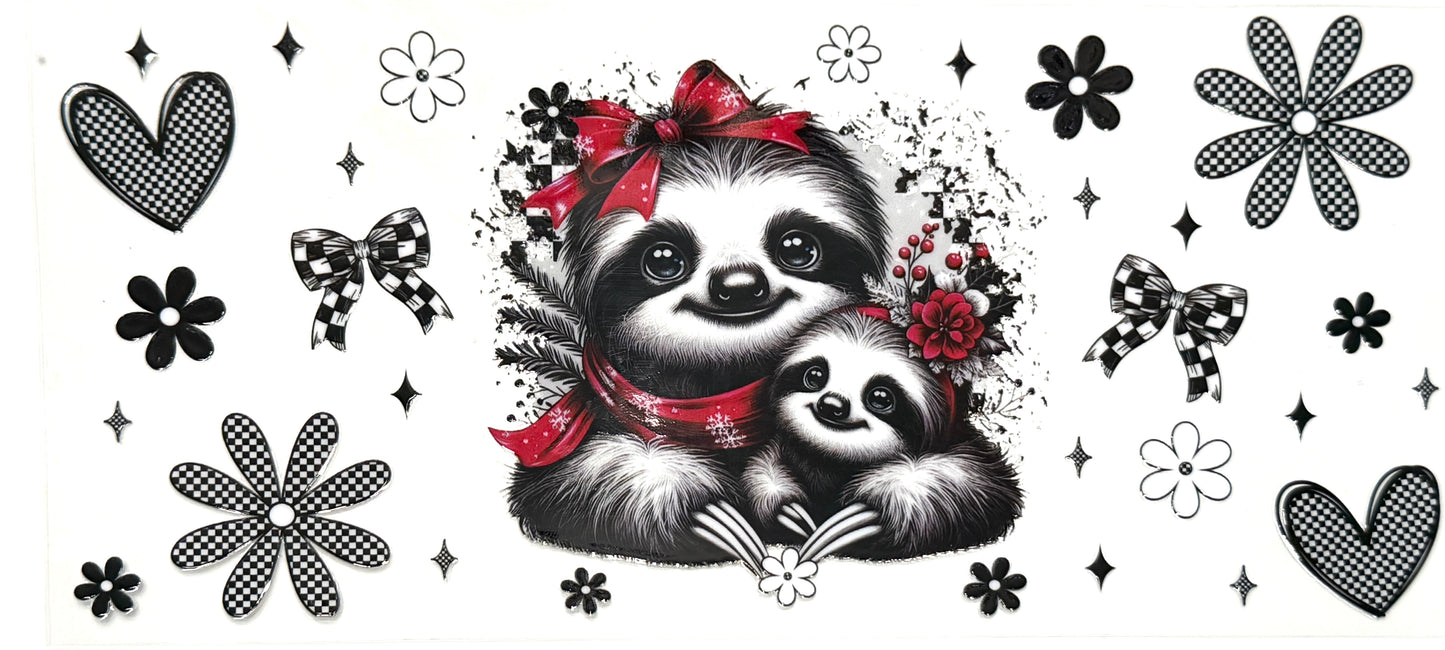 Sloths and Checkered Flowers Wrap-1107