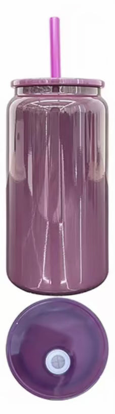 16oz Glass Fall Color Lid and Straw (NON-SNOWGLOBE)