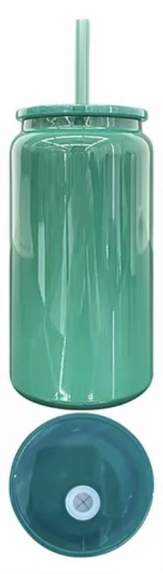 16oz Glass Fall Color Lid and Straw (NON-SNOWGLOBE)