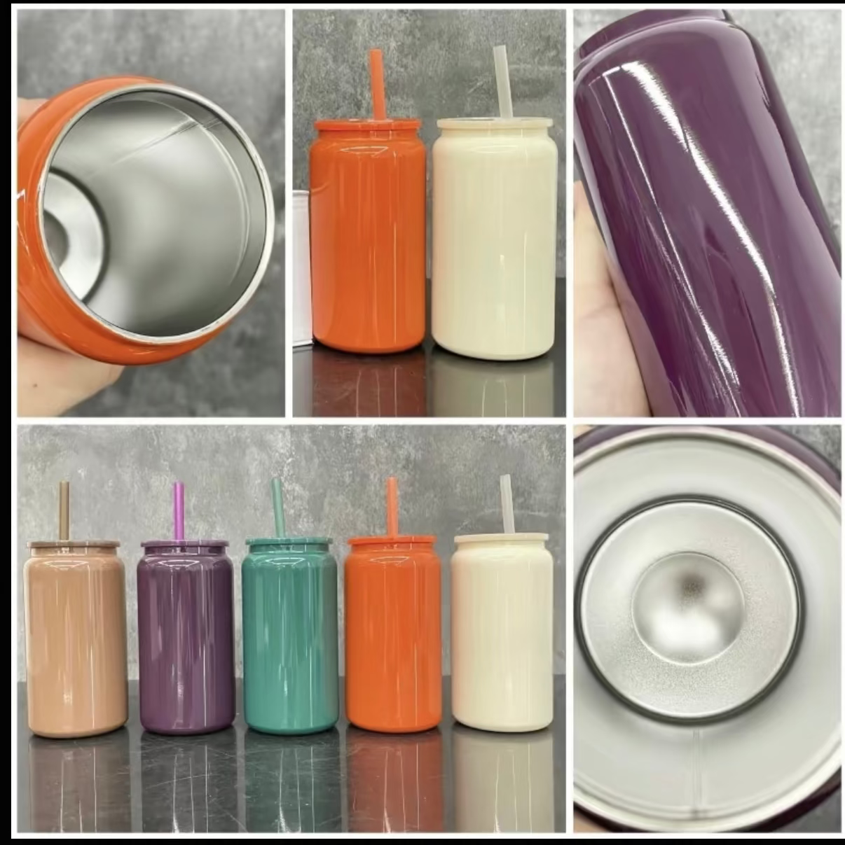 16oz STAINLESS STEEL Fall Color Lid and Straw (NON-SNOWGLOBE)