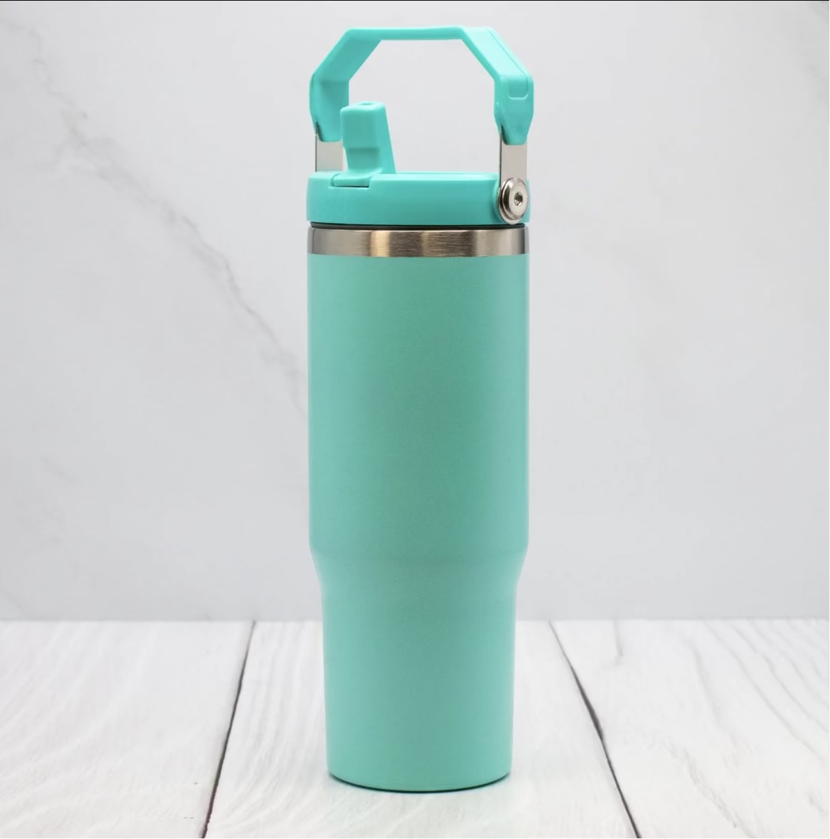 30oz. Stainless Steel Tumbler Flip Lid w/Portable Handle (NON-SNOWGLOBE)