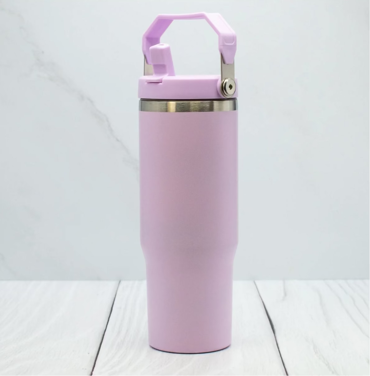 30oz. Stainless Steel Tumbler Flip Lid w/Portable Handle (NON-SNOWGLOBE)