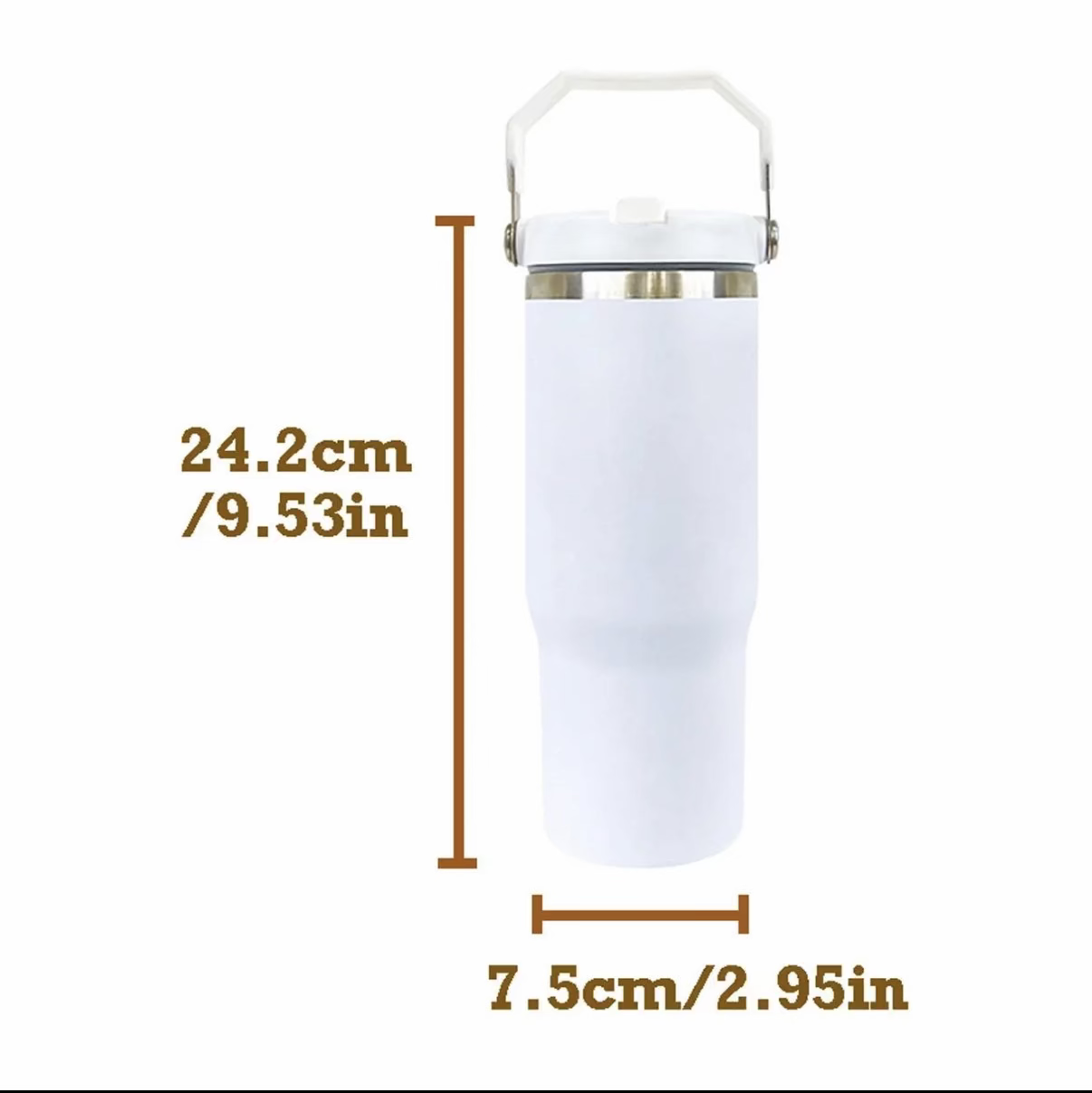 30oz. Stainless Steel Tumbler Flip Lid w/Portable Handle (NON-SNOWGLOBE)