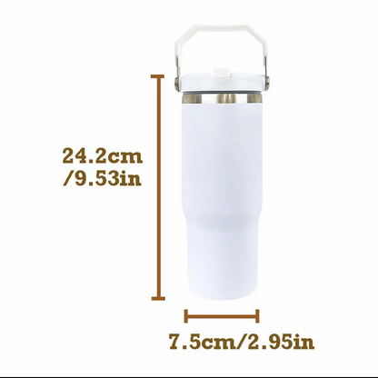 30oz. Stainless Steel Tumbler Flip Lid w/Portable Handle (NON-SNOWGLOBE)