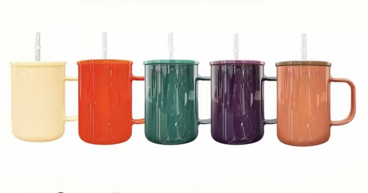 17oz GLASS MUG Fall Color Lid (NON-SNOWGLOBE)