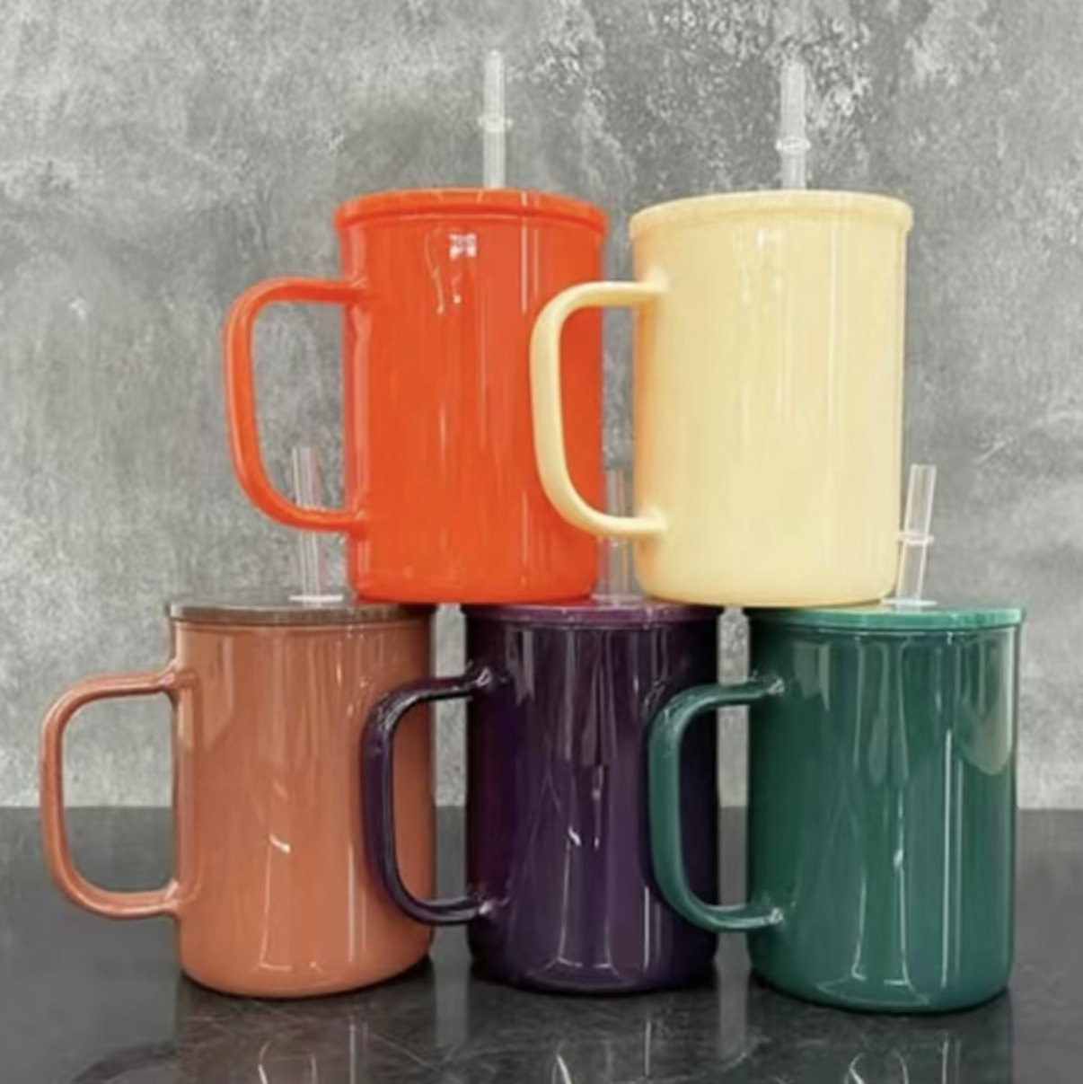 17oz GLASS MUG Fall Color Lid (NON-SNOWGLOBE)