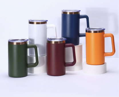 20oz. Stainless Steel Copper Trim Mug w/Handle (NON-SNOWGLOBE)