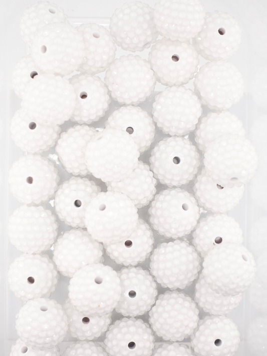 Collection of white colored jelly rhinestone textured beads