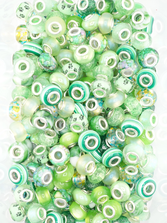 A collection of spacers with a light green color