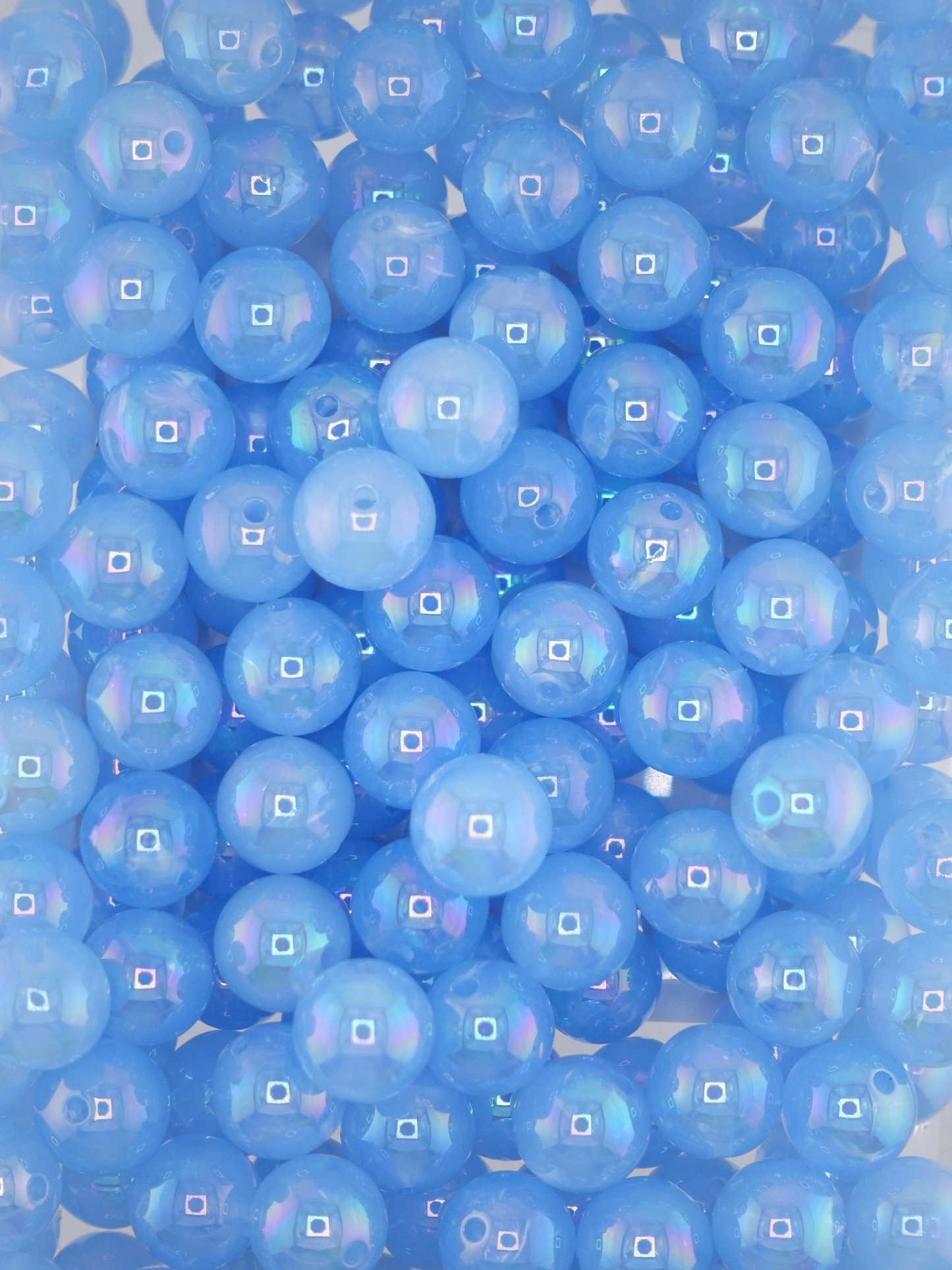 Collection of opalescent beads with a blue color