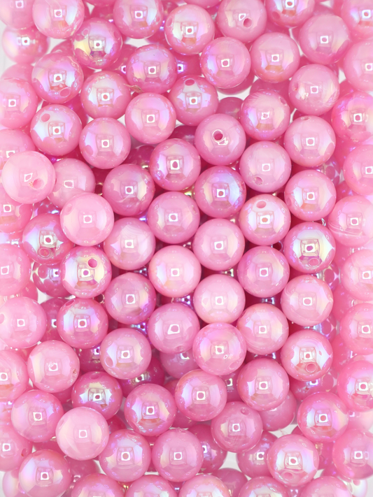Collection of opalescent beads with a light purple/pinky color