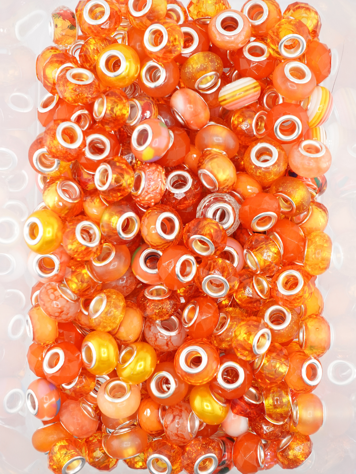 A mix of orange colored spacers