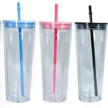 24oz Acrylic Snow Globe Color Lid and Straw