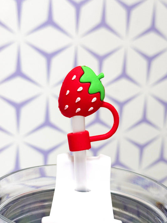 Red Strawberry Straw Topper